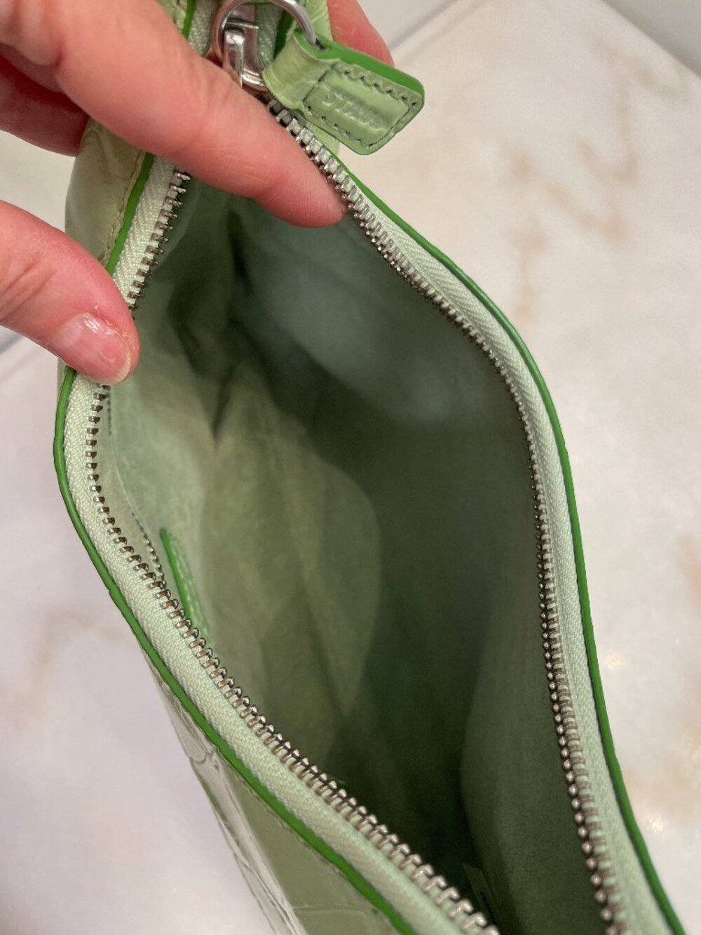 STAUD Scotty Crocodile Embossed Leather Hobo bag in Agave (Light Green) - Picture 13 of 15